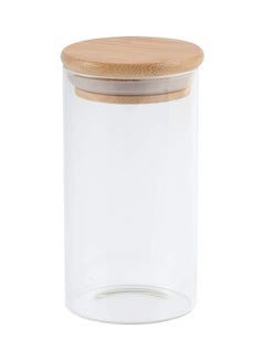 Lushh Glass Food Storagr Jar With Airtight Bamboo Lid Clear 1200ml  - Image 1