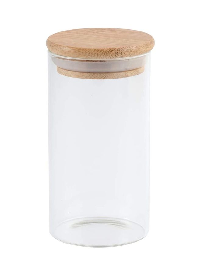 Lushh Glass Food Storagr Jar With Airtight Bamboo Lid Clear 1200ml - Image 1