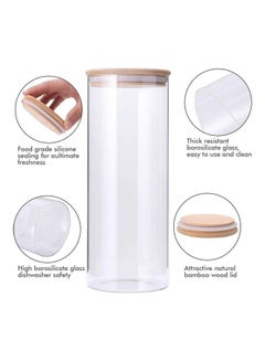 Lushh Glass Food Storagr Jar With Airtight Bamboo Lid Clear 1200ml  - Image 3