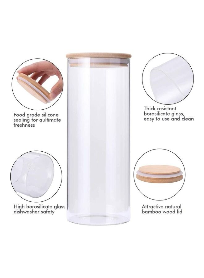 Lushh Glass Food Storagr Jar With Airtight Bamboo Lid Clear 1200ml - Image 3