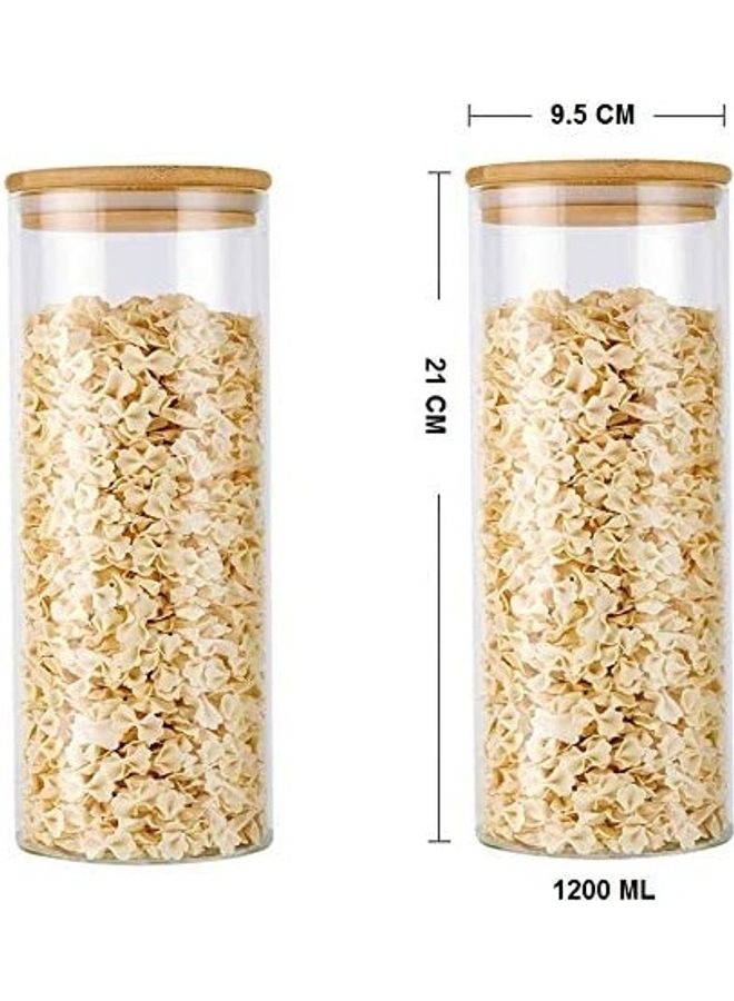 Lushh Glass Food Storagr Jar With Airtight Bamboo Lid Clear 1200ml - Image 5