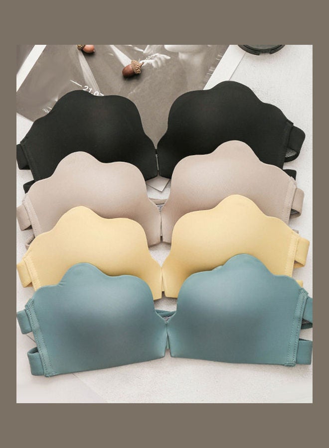 Front Closure Padded Push up Thin Bra Beige - Image 4