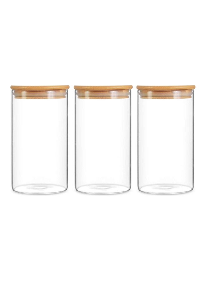 3 Piece Glass Food Container Set With Airtight Bamboo Lid Clear 750ml - v1610480808/N43676120A_1