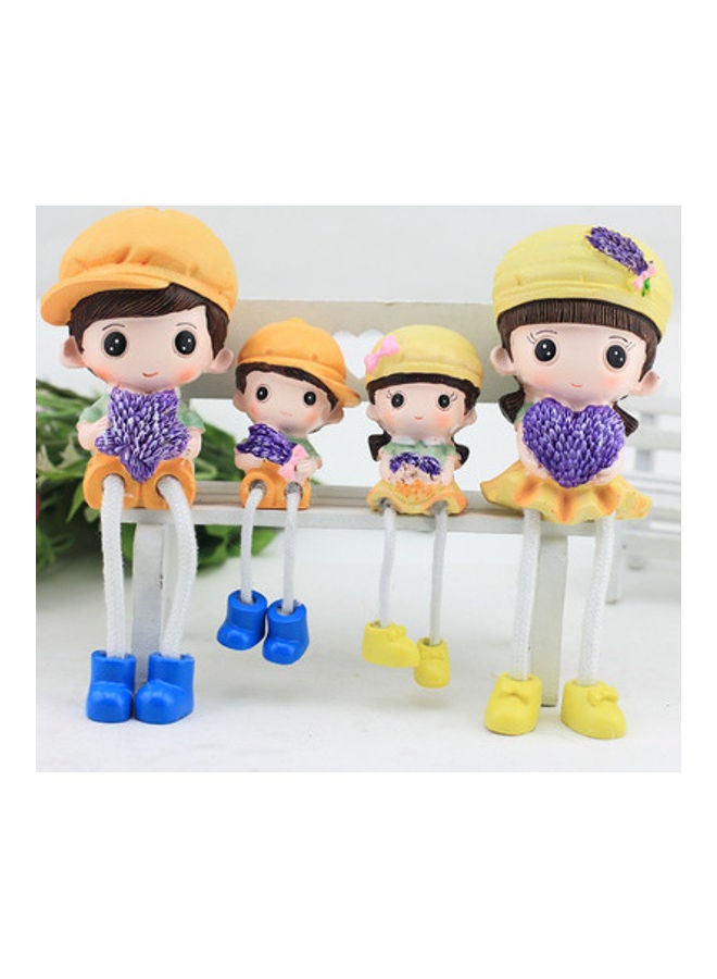 بيوينتي عائلة من أربع دمى حرفية تعلّق للزينة متعدد الألوان