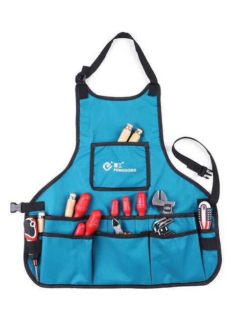 Canvas Gardening Tool Apron With Pockets Blue
