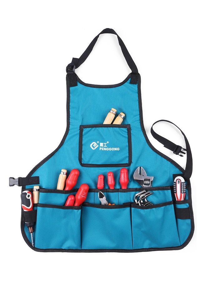 Canvas Gardening Tool Apron With Pockets Blue