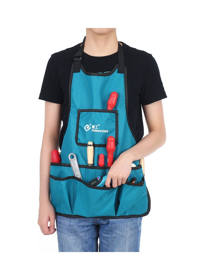 Canvas Gardening Tool Apron With Pockets Blue