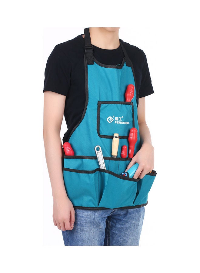 Canvas Gardening Tool Apron With Pockets Blue