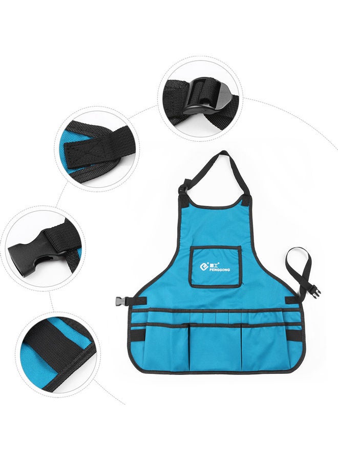 Canvas Gardening Tool Apron With Pockets Blue