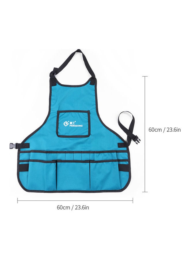 Canvas Gardening Tool Apron With Pockets Blue