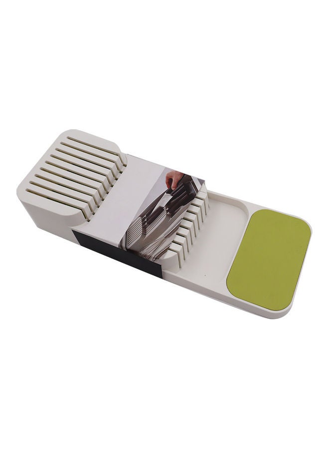 Kitchen Drawer Organizer Tray White/Green 39.5 x 13.7cm 