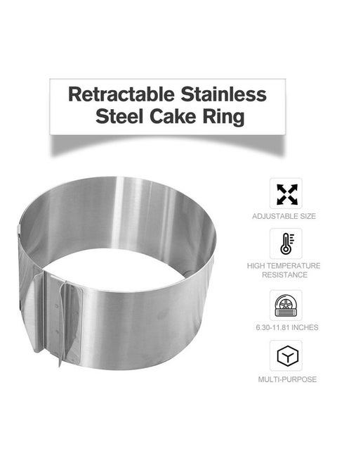 Retractable Stainless Steel Cake Ring silver 0.302kg