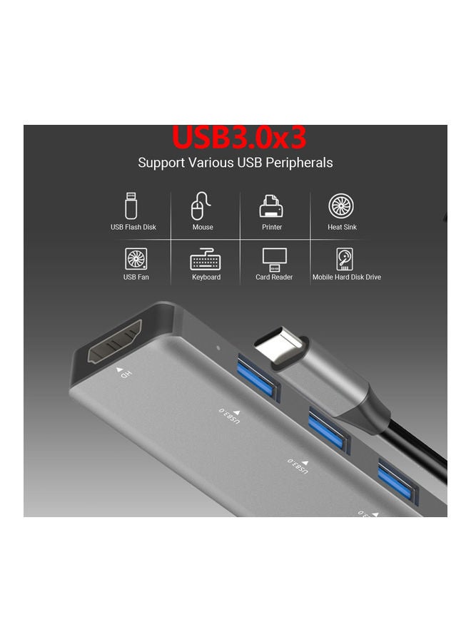 موزع USB، 5 في 1 طراز T510 رمادي - Image 2
