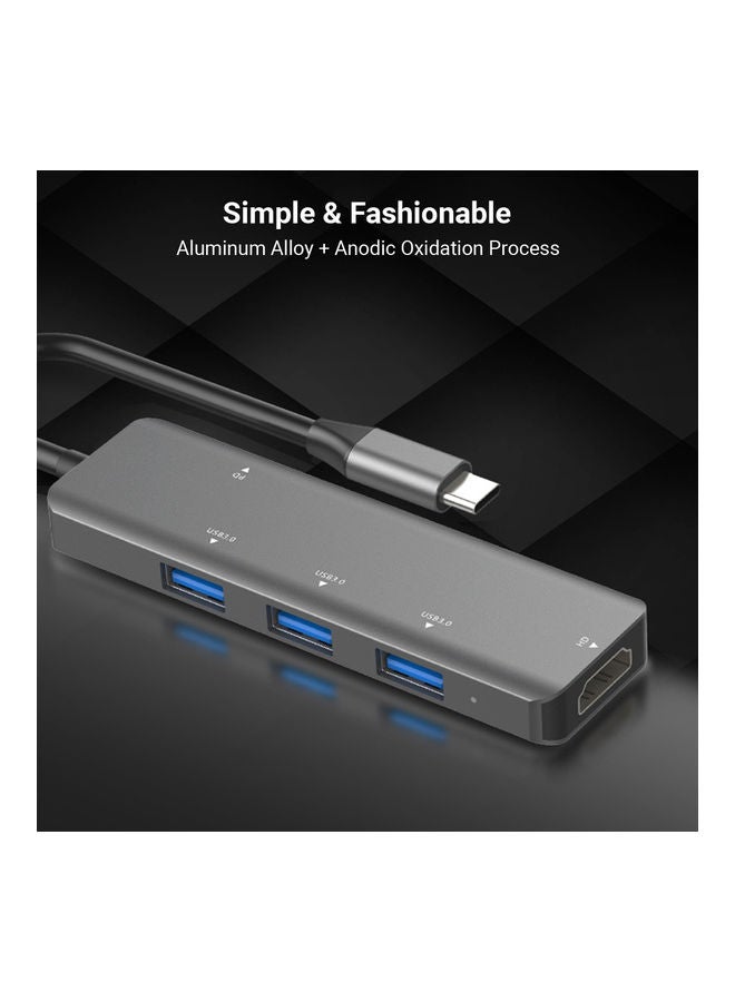 موزع USB، 5 في 1 طراز T510 رمادي - Image 4