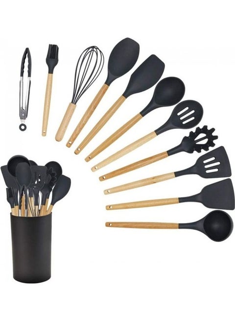 11-Pieces Kitchen Utensil Set Black 25cm