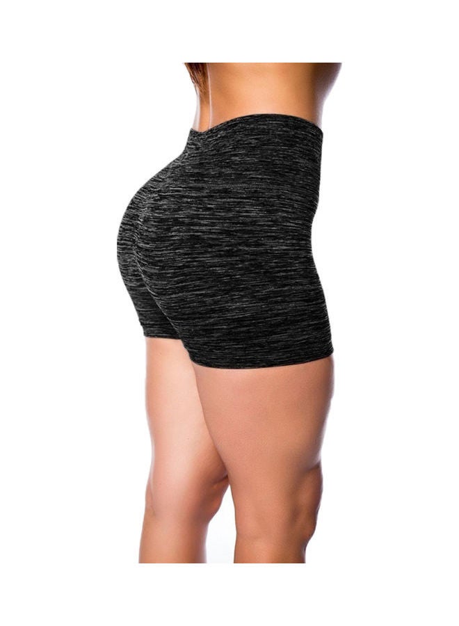 Women Elastic High Waist Shorts Slim Fit Yoga Pants Black 