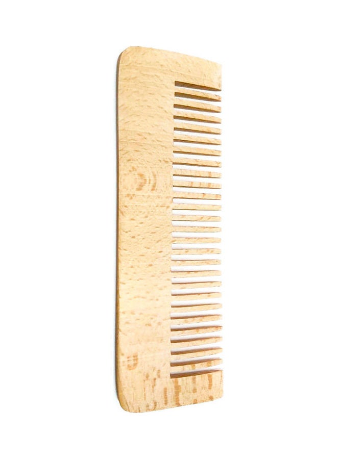Wooden Comb Brush With Natural Wide Teeth Beige/Brown