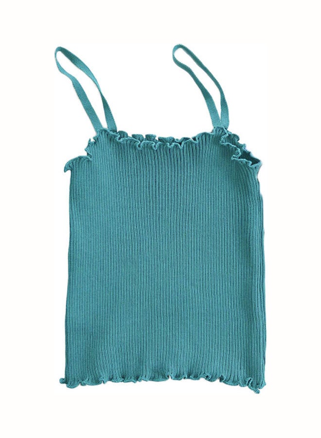 Women Solid Strappy Tank Top Green  - Image 1