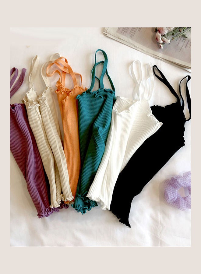 Women Solid Strappy Tank Top Green  - Image 2