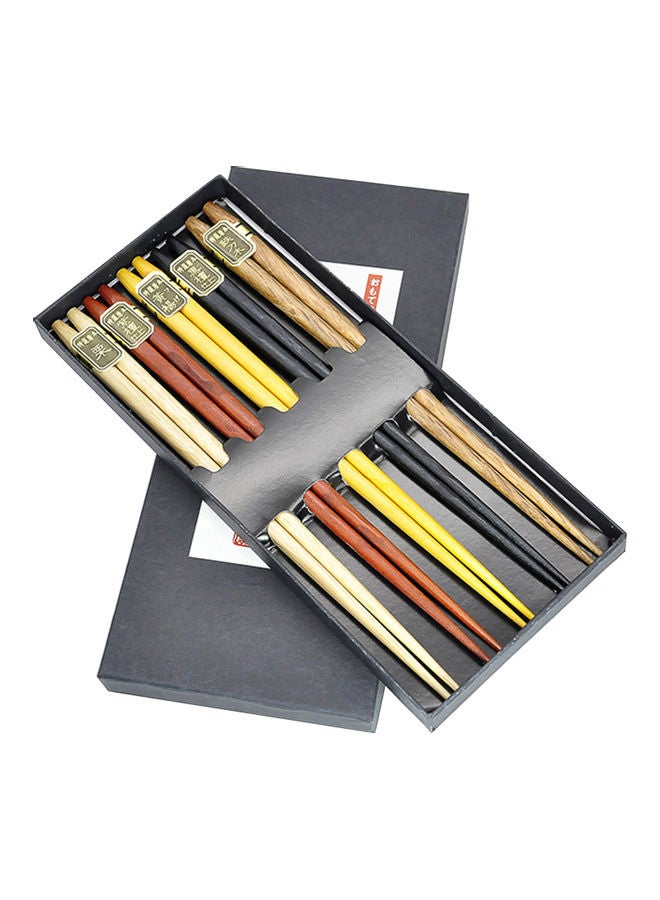 Natural Wooden Chopsticks 5 Pairs Gift Set Multicolour 0.16kg - v1610487014/N43673293A_1