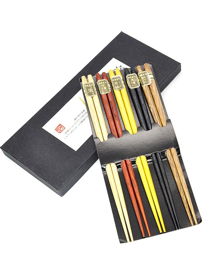 Natural Wooden Chopsticks 5 Pairs Gift Set Multicolour 0.16kg - v1610487014/N43673293A_5