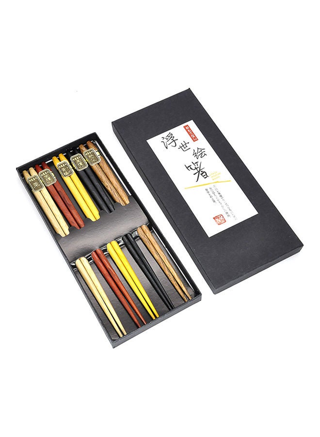 Natural Wooden Chopsticks 5 Pairs Gift Set Multicolour 0.16kg - v1610487014/N43673293A_6