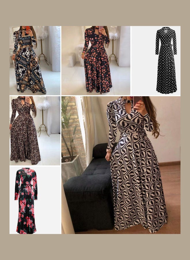 تصميم بأكمام طويلة وخصر مرتفع مزين بطبعة زهور متعدد الألوان - Image 4