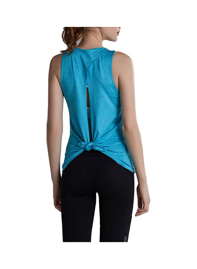 Open Back Camisole Tank Top Sports Vest Blue - Image 1