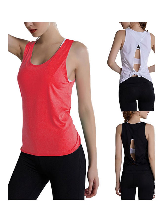 Open Back Camisole Tank Top Sports Vest Blue - Image 2
