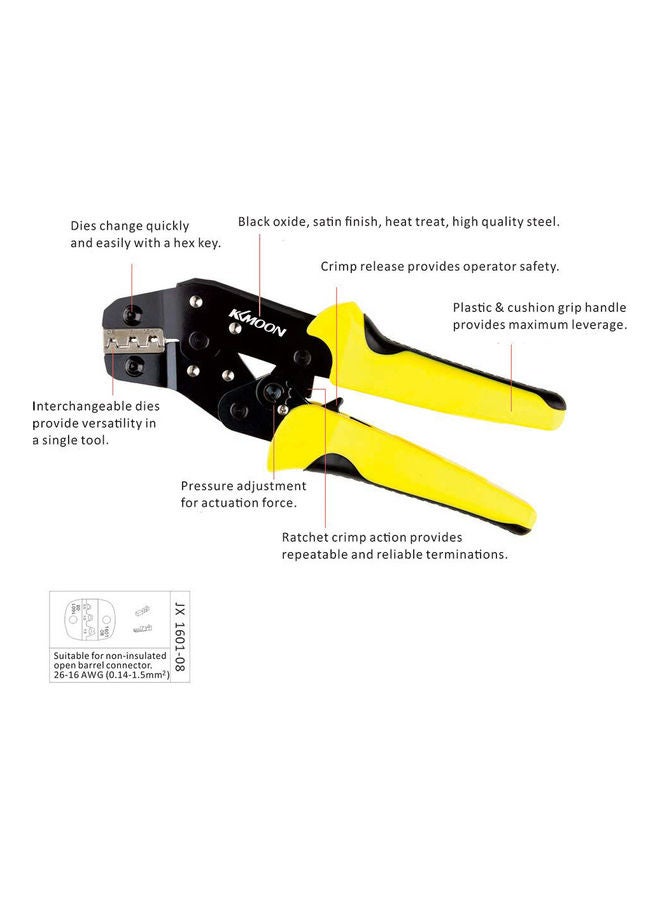 KKmoon - Professional Wire Crimper Engineering Ratchet Terminal Crimping Pliers JX-48B 3.96 to 6.3mm Multicolour 25.5 x 2.5 x 10.5cm - Image 1