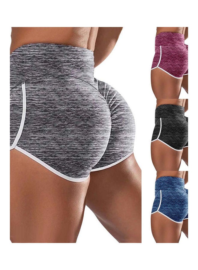 شورت يوغا عالي الخصر وممتص للعرق أزرق - Image 2