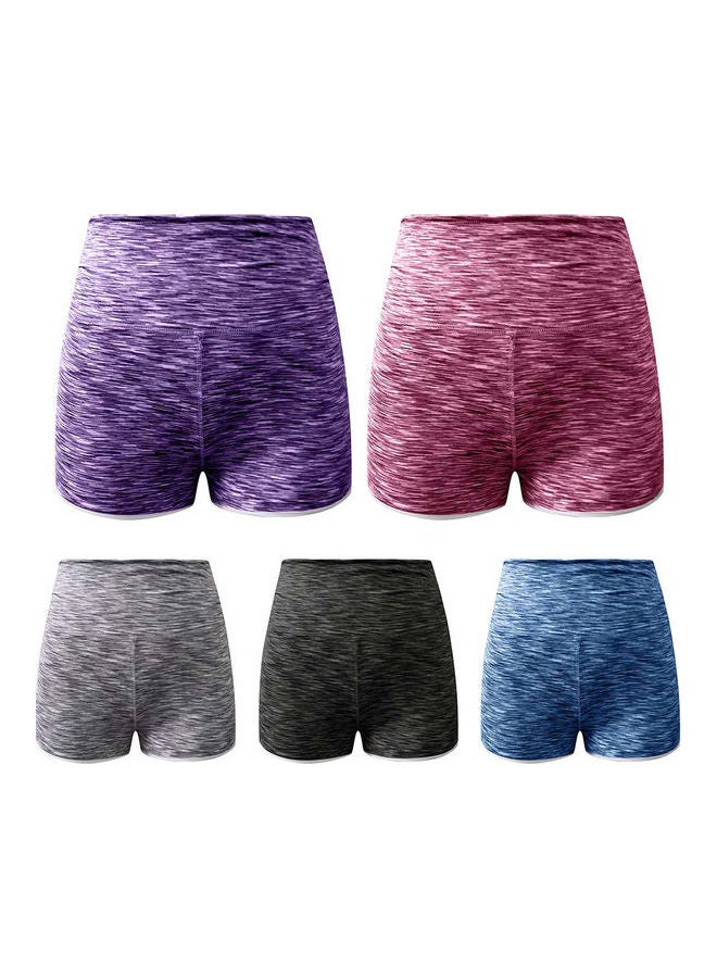 شورت يوغا عالي الخصر وممتص للعرق أزرق - Image 4