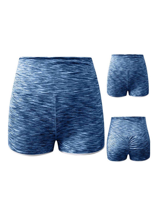 شورت يوغا عالي الخصر وممتص للعرق أزرق - Image 5