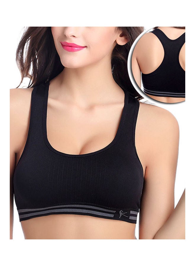حمالة صدر رياضية مبطنة من دون أسلاك بتصميم ريسرباك للنساء أسود - Image 2