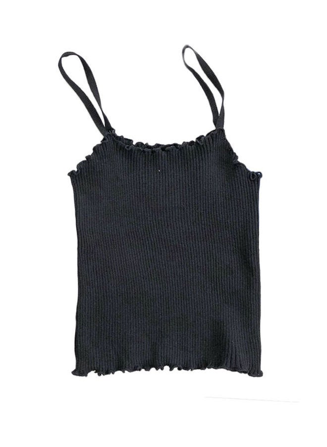 Women Solid Strappy Tank Top Black  - Image 1