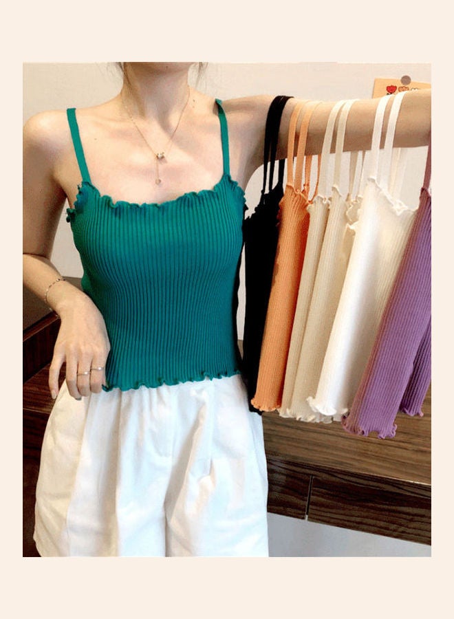Women Solid Strappy Tank Top Black  - Image 2