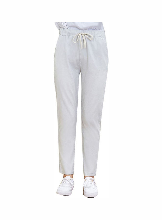 Stylish Linen Loose Ninth Harem Pants White - Image 1