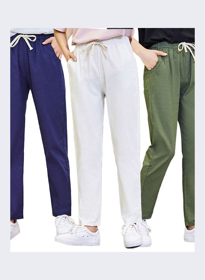 Stylish Linen Loose Ninth Harem Pants White - Image 3