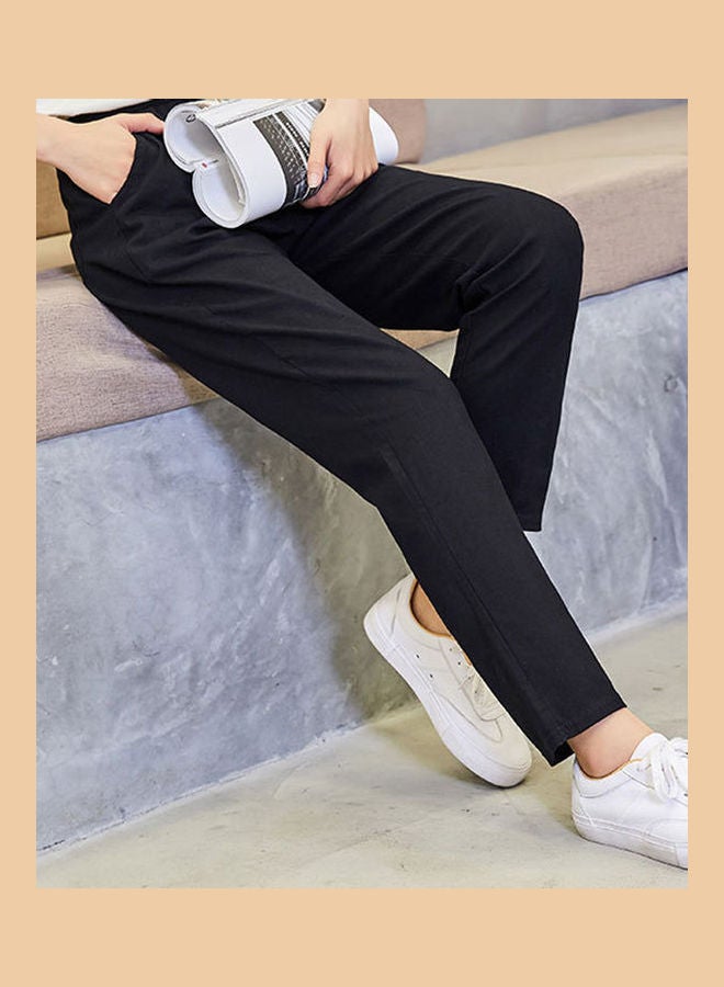 Stylish Linen Loose Ninth Harem Pants White - Image 5
