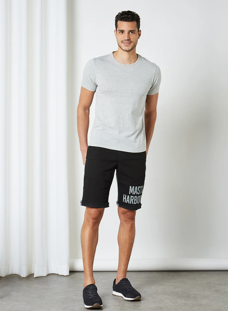 Mast & Harbour Men's Logo Detailed Shorts Black