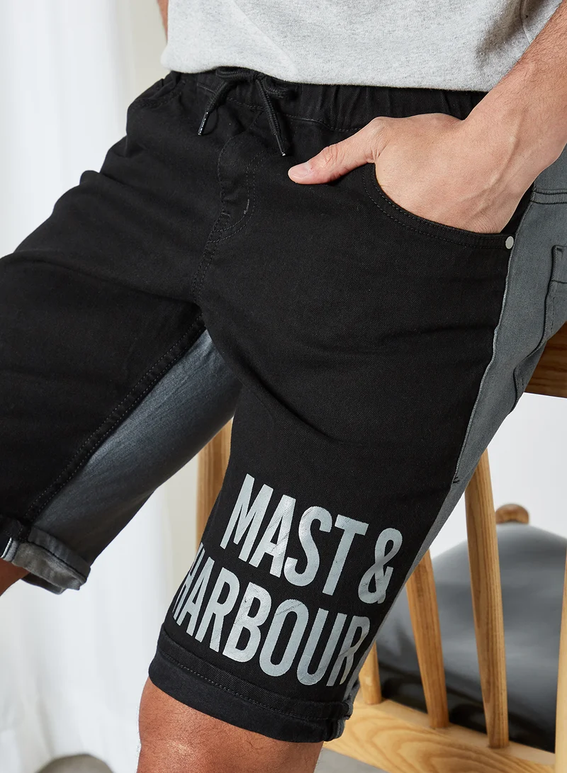 Mast & Harbour Men's Logo Detailed Shorts Black