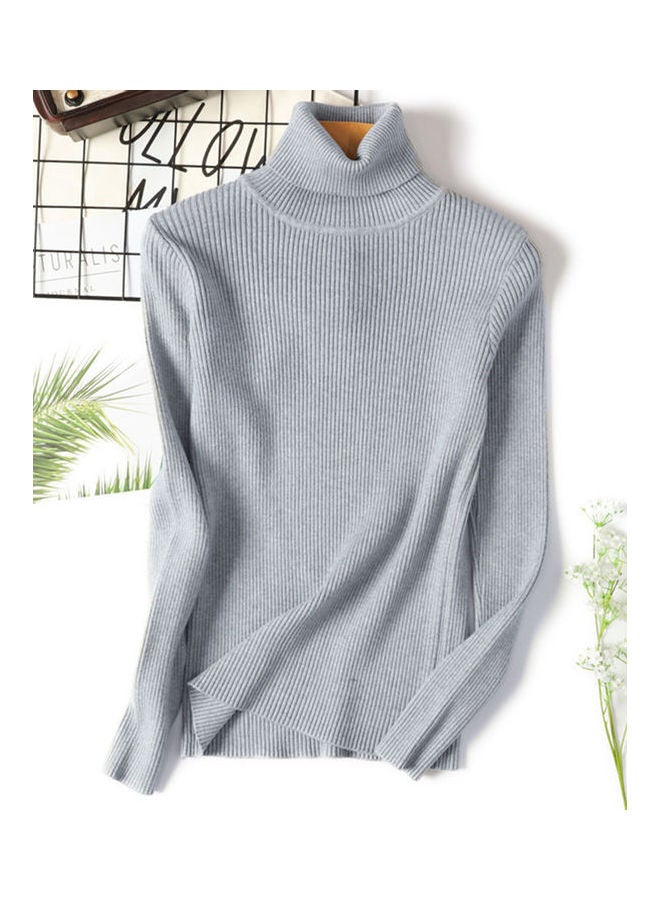 Turtleneck Pullover Sweater Grey 