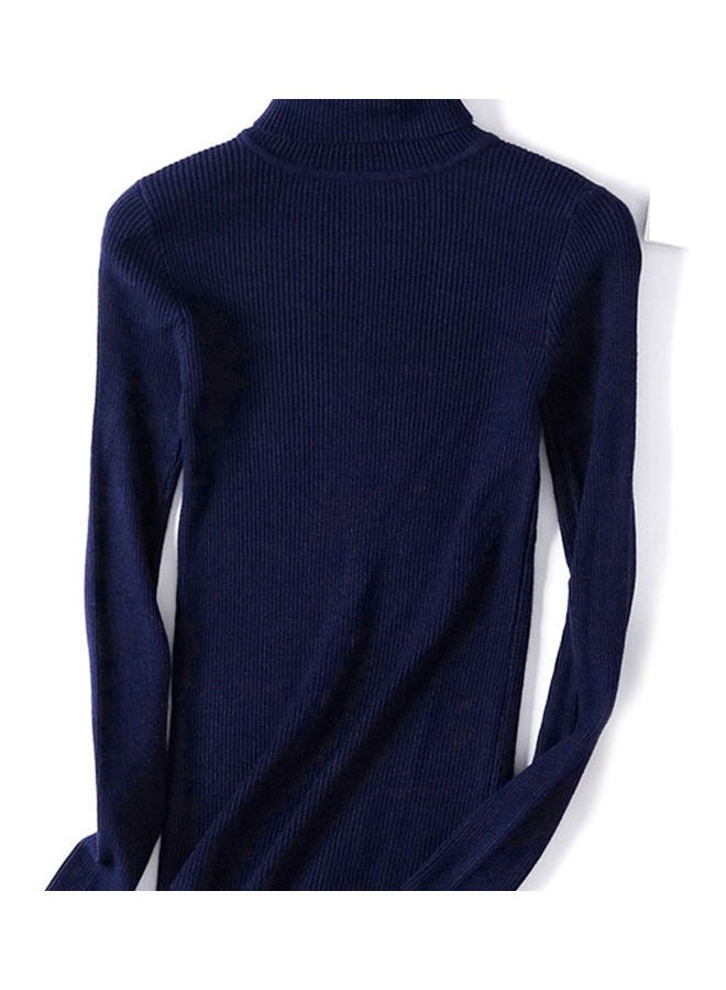 Turtleneck Pullover Sweater Sapphire Blue 