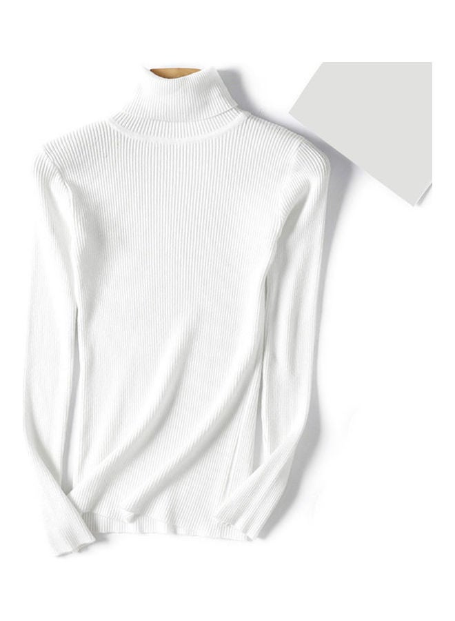 Turtleneck Pullover Sweater White 