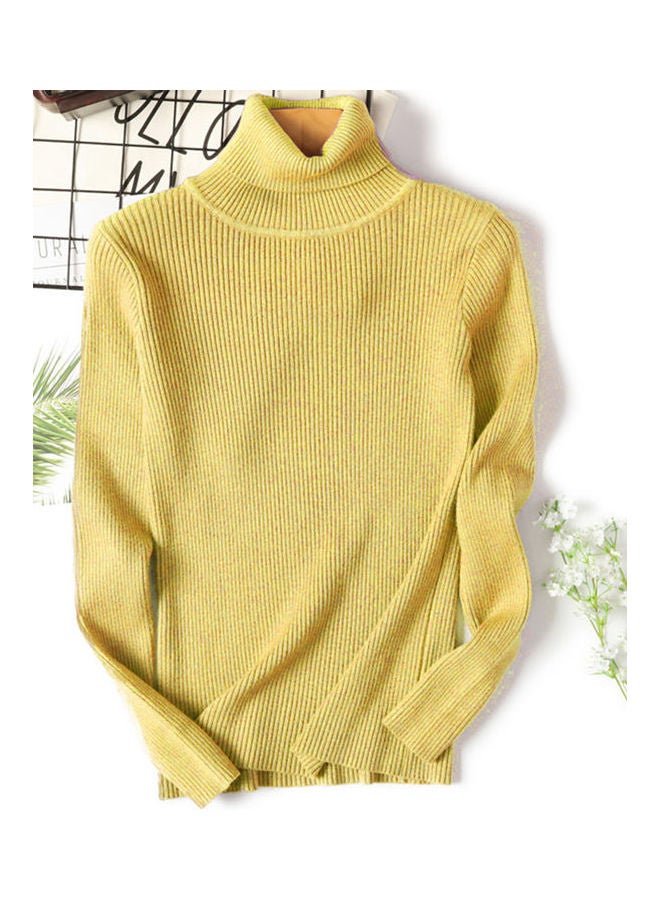 Turtleneck Pullover Sweater Yellow  - Image 1