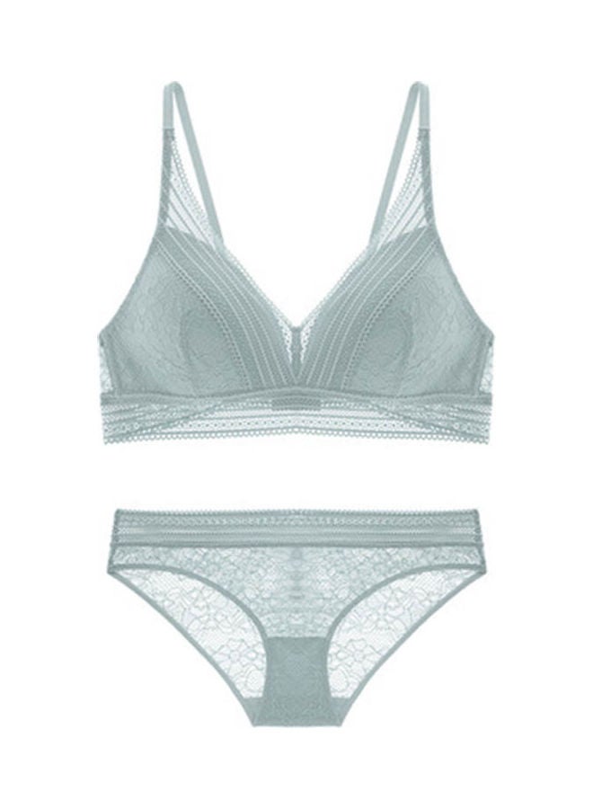 Generic - 2 Piece Solid Colour Bra And Brief Set Blue - Image 1