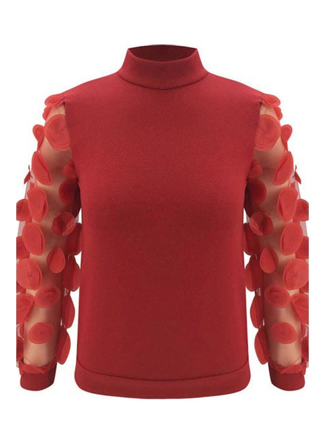 Long Sleeve Slim Blouse Red 