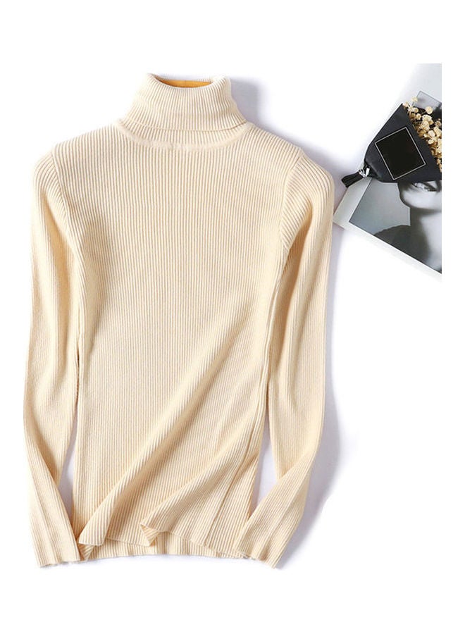 Turtleneck Pullover Sweater Apricot 