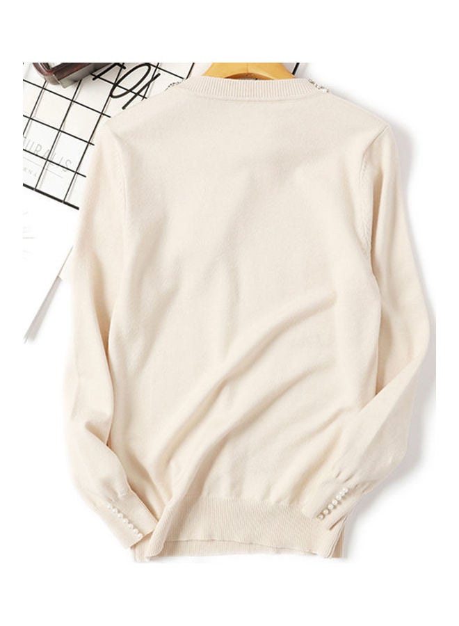 Round-Neck Knitted Pullover Sweater Pink - Image 2