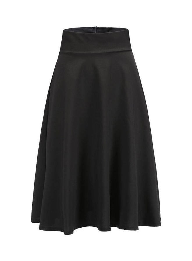 Generic - High Waist Pleated Midi Skirt Black - Image 1